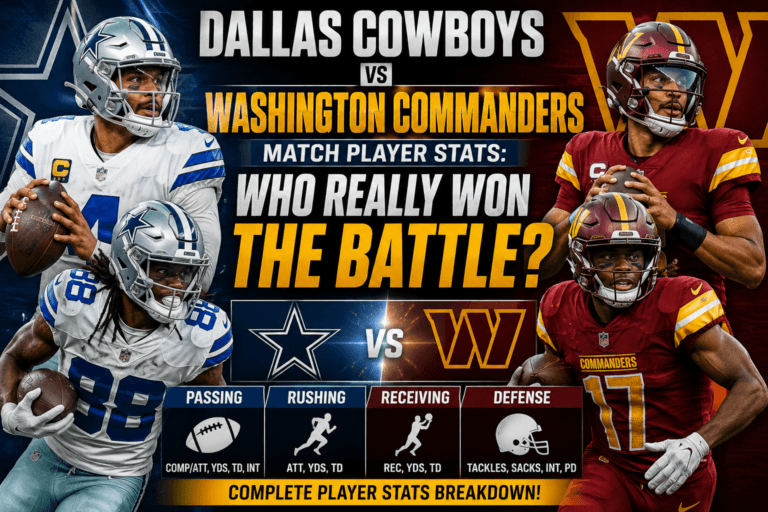 dallas cowboys vs washington commanders match player stats